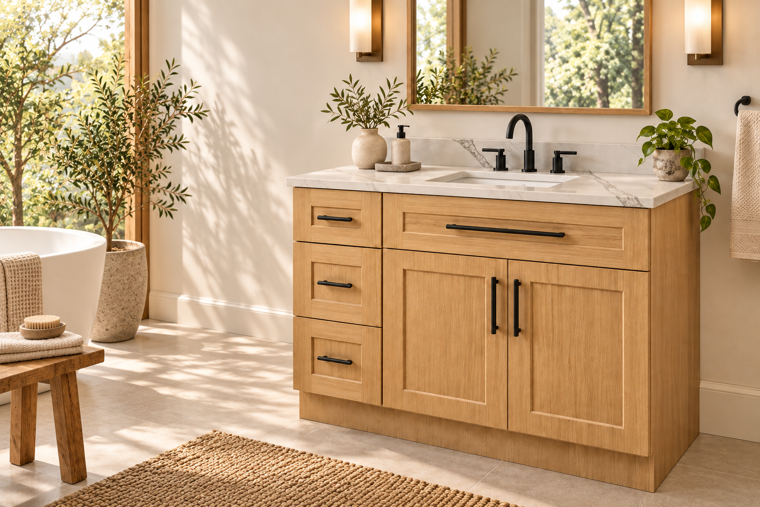 42"-VANITY-OAK Set